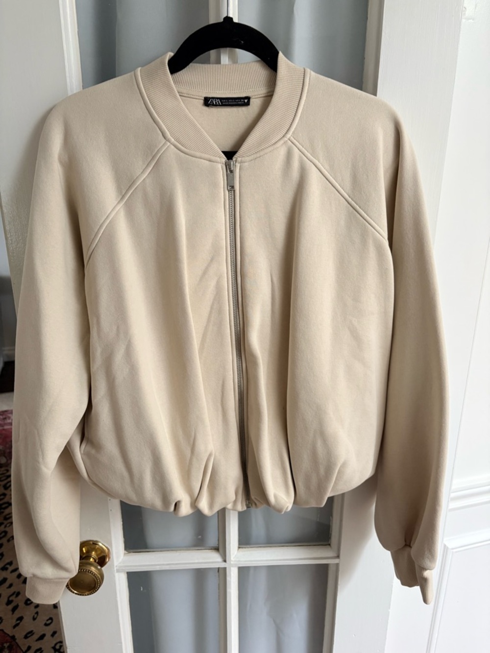 ZARA Cream Bomber Jacket - Soft Zip Front